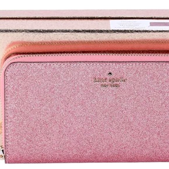 Kate Spade Full Zip Pink Glitter Wallet, NWT (box)